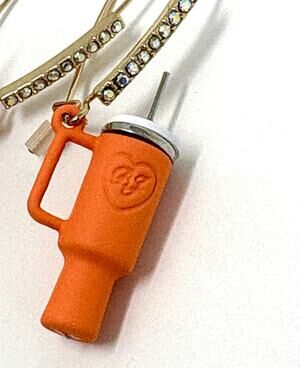 Betsey Johnson Tumbler Water Cup Travel Mug Earrings Orange Coffee NWT